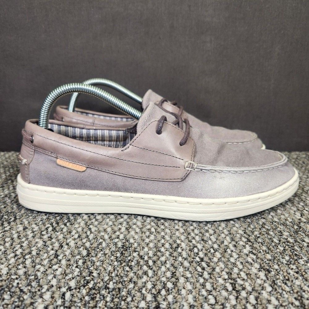 Cole Hann Grand 360 Mens Size 8.5M Grey Canvas Lace Up Casual Boat Shoes C32214